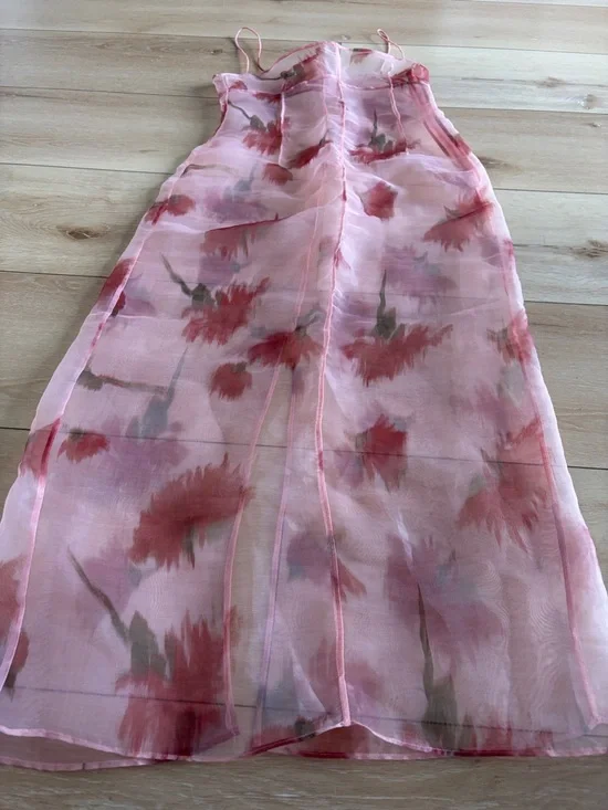 Source Unknown Pink Sheer Floral Maxi Dress - Picture 3 of 7
